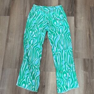 Lilly Pulitzer Cambridge Palazzo Pants Green Groovy Finders Keepers Size XS